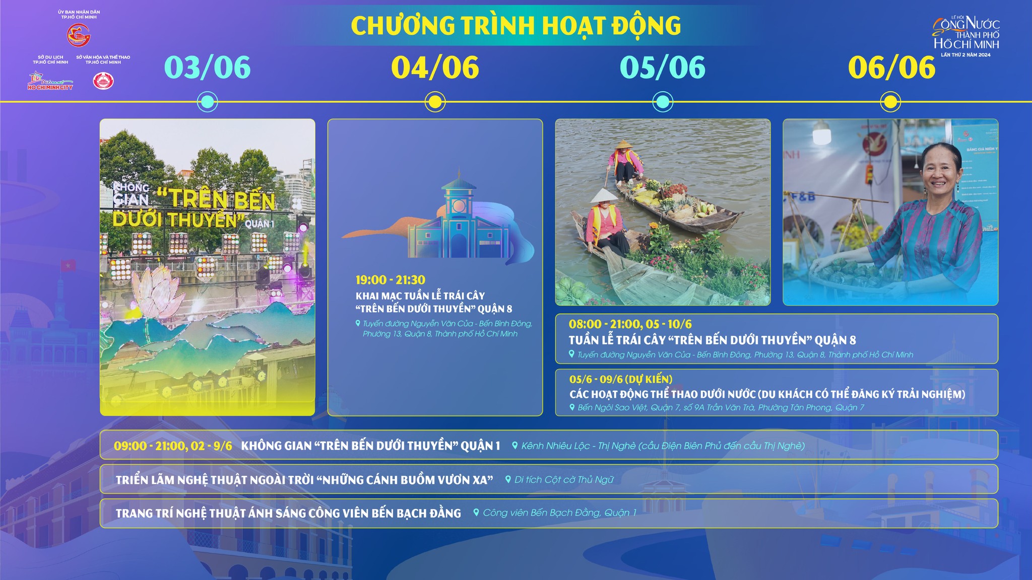 Lịch hoạt động lễ hội sông nước Thành phố Hồ Chí Minh lần 2 NĂM 2024