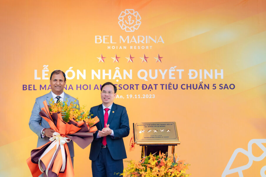 Cục Du lịch Quốc gia Việt Nam trao quyết định công nhận hạng cơ sở lưu trú chuẩn 5 sao cho Bel Marina Hoi An resort