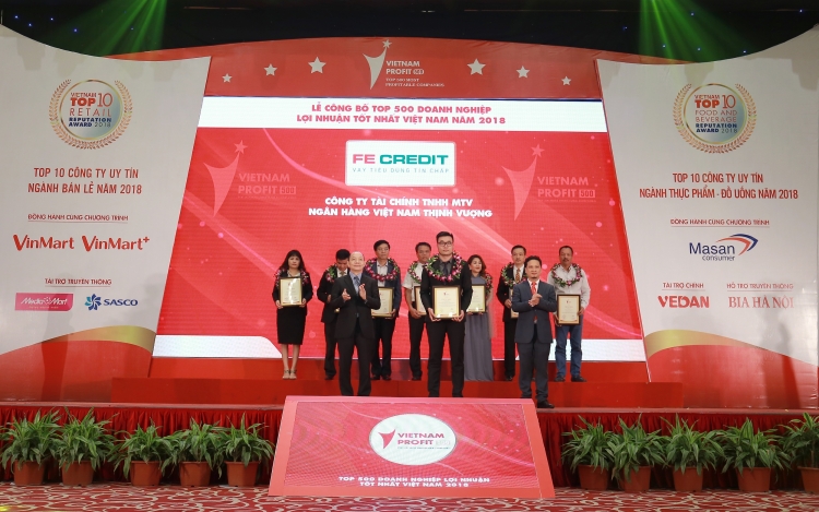 Fe Credit xếp hạng 11 trong top 500 doanh nghiệp tư nhân lợi nhuận tốt nhất năm 2018