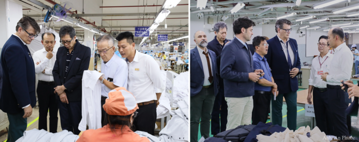 Đoàn chuyên gia của Pierre Cardin, Pháp trong chuyến thăm và trao đổi kinh nghiệm cùng chuyên gia của An Phước tại Nhà máy Tân Bình 1, tháng 11/2025.