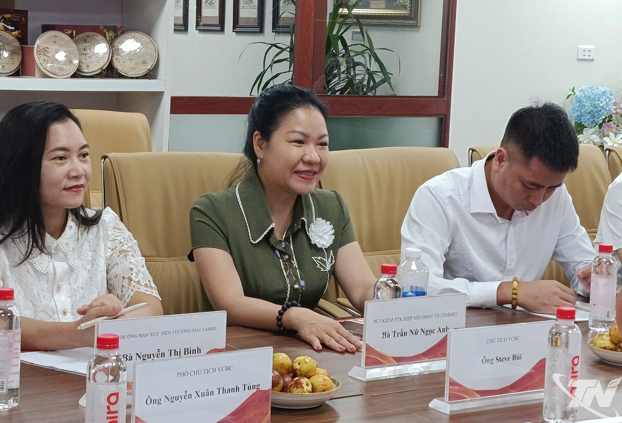 Đại diện Hiệp hội Doanh nghiệp nhỏ và vừa tỉnh Thái Nguyên phát biểu tại buổi làm việc.