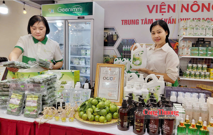 Khu gian hàng sản phẩm làng nghề Thanh Hóa tham gia Hội chợ.